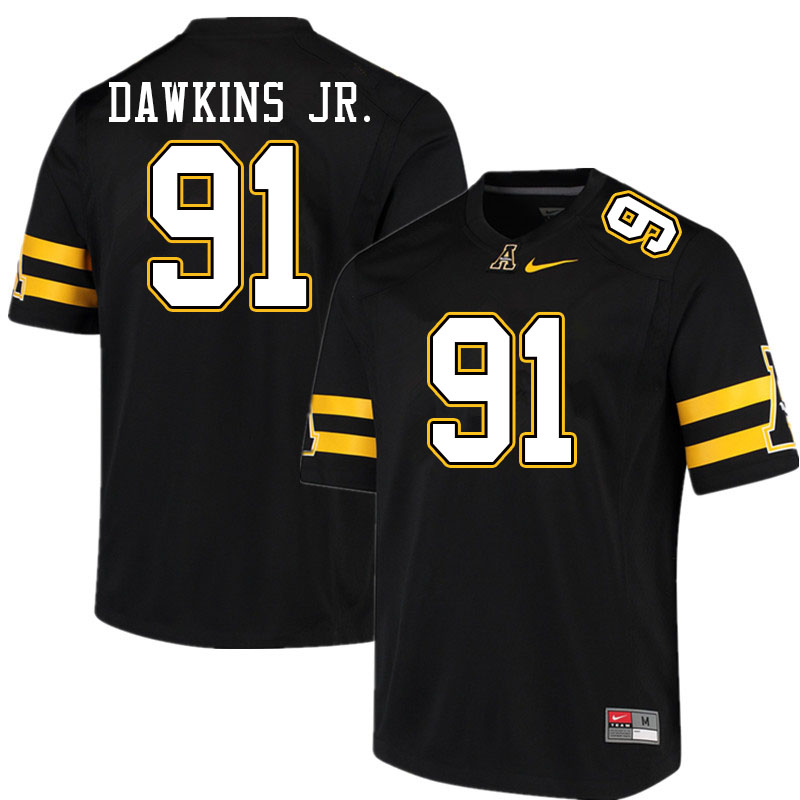 Men #91 Tommy Dawkins Jr. Appalachian State Mountaineers College Football Jerseys Sale-Black